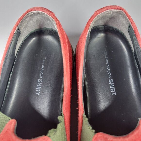 Comme Des Garcons SHIRT Loafer Shoes Round Toe Casual Slip On Suede Red Size 7 - Picture 11 of 13